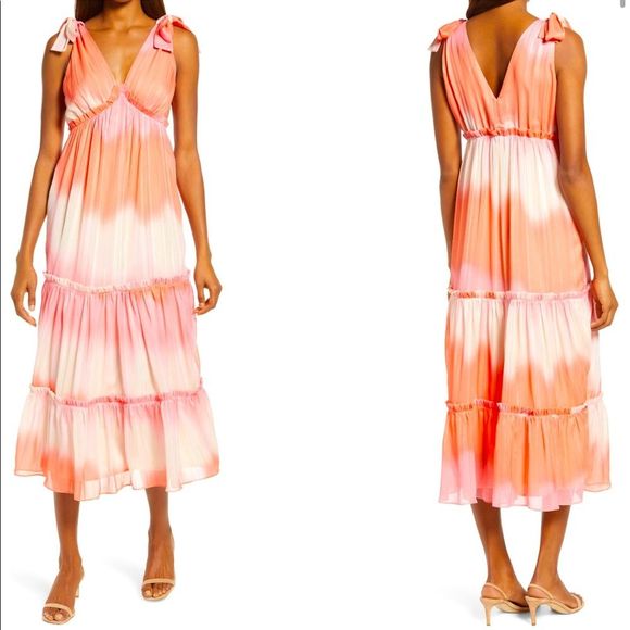Adelyn Rae Tie Dye Chiffon Midi Dress - Picture 1 of 12